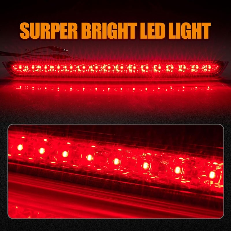 Cxdar Third 3rd Brake Light LED for 2007-2014 Chevy Tahoe Suburban/GMC Yukon, High Mount Rear Brake Lights Assembly for 07-14 Yukon XL, Waterproof Center Cab Lamp Stop Light (Clear) - Image 2